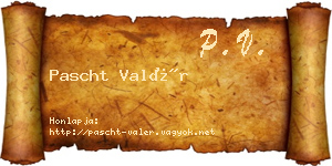 Pascht Valér névjegykártya